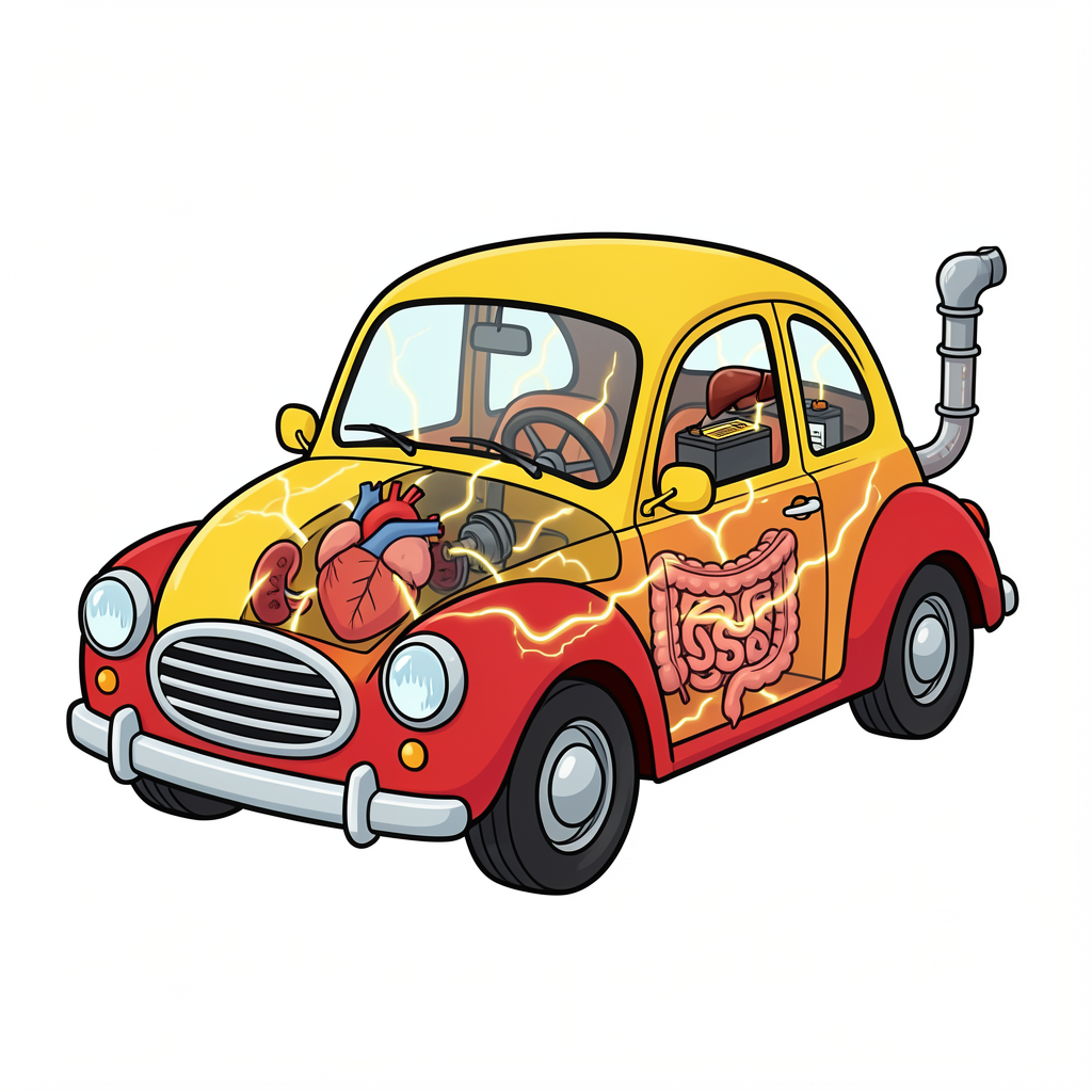 Illustration — le corps comme une voiture, Amathélia Shiatsu